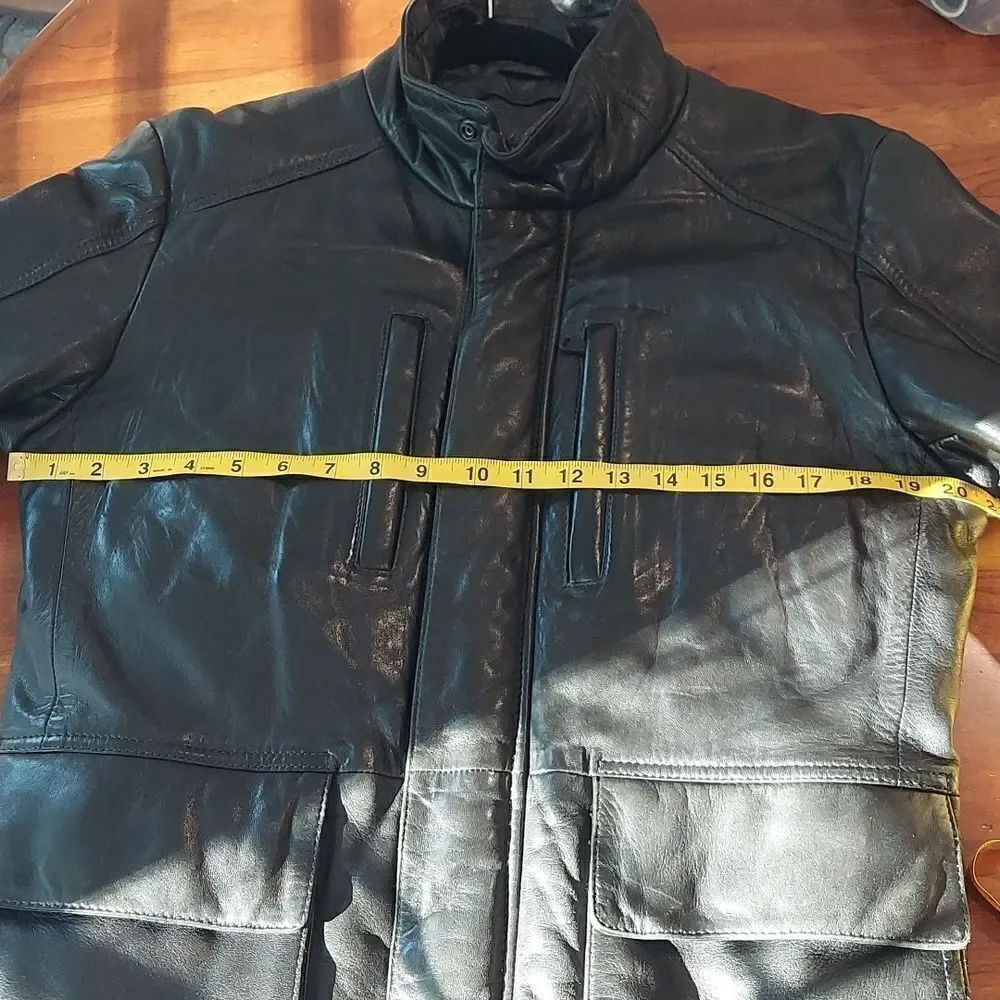 Hugo Boss Black Lambskin Leather Field Jacket 38R - Picture 11 of 16